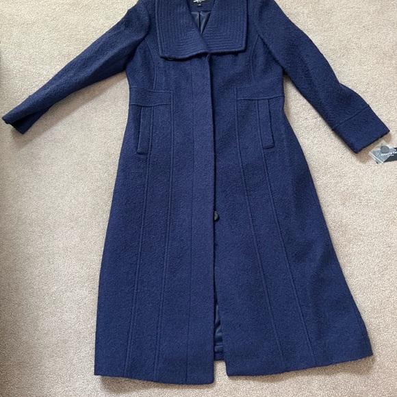 Kenneth Cole nwt blue purple midi coat- large - Picture 2 of 10